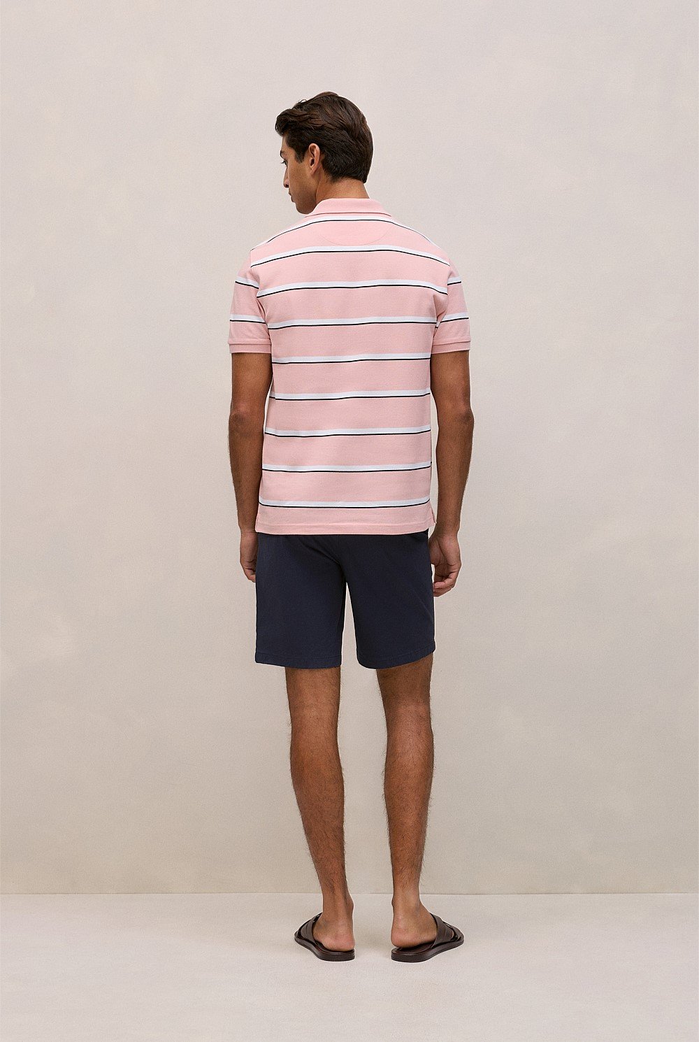 Cotton Pique Double Stripe Polo