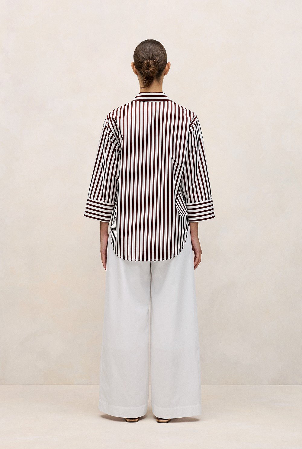 Cotton Poplin Stripe Relaxed Shirt