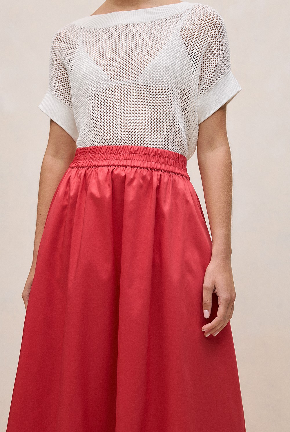 Cotton Sateen Waterfall Skirt