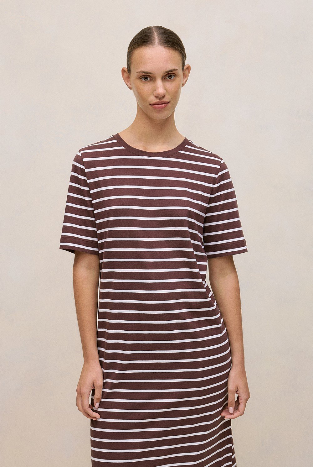 Cotton Stripe Relaxed T-shirt Dress