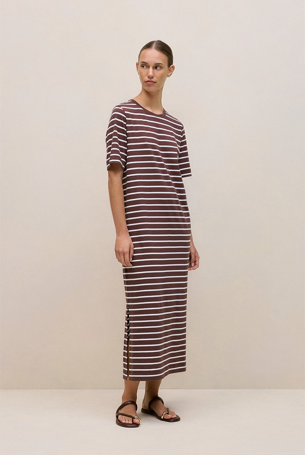 Cotton Stripe Relaxed T-shirt Dress