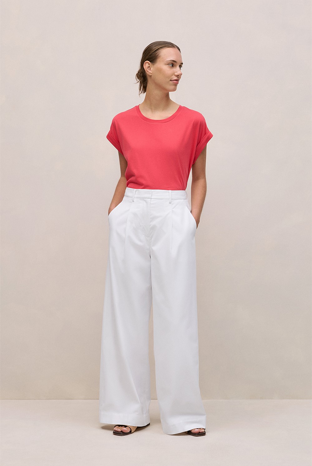 Cotton Cuff Sleeve T-shirt