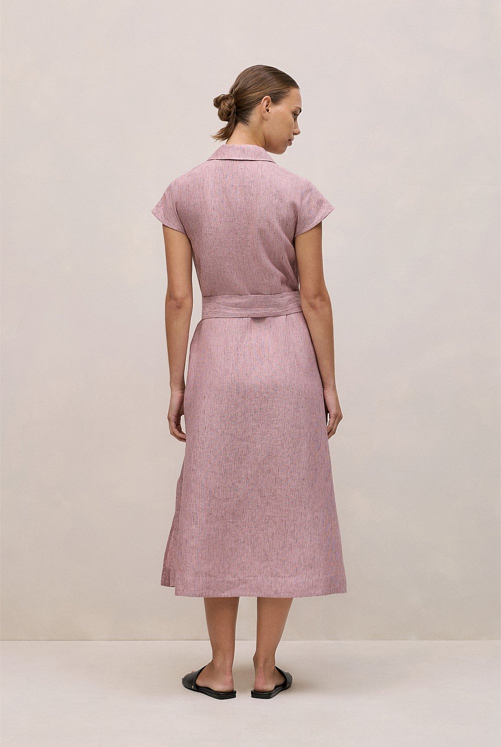 Linen End On End Stripe Shirt Dress