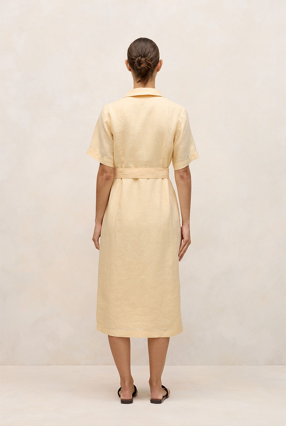 Linen Button Detail Shirt Dress