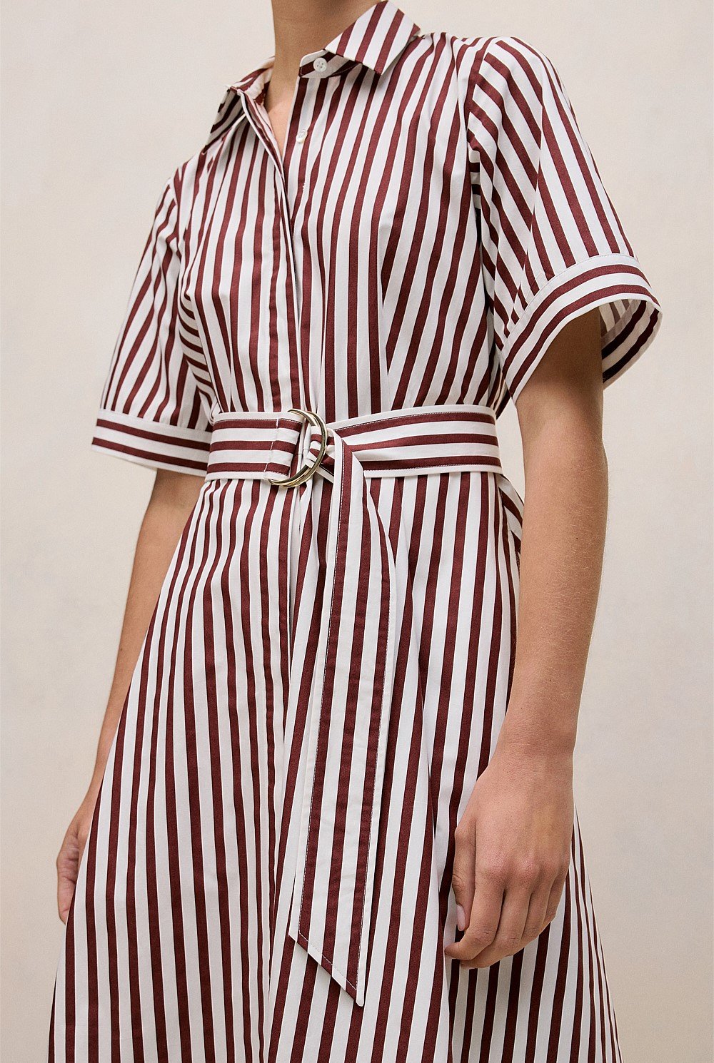 Poplin Stripe Belted Dress