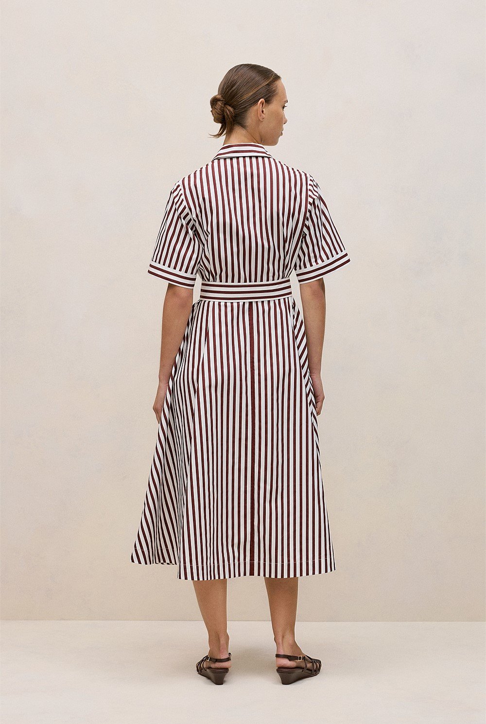 Poplin Stripe Belted Dress