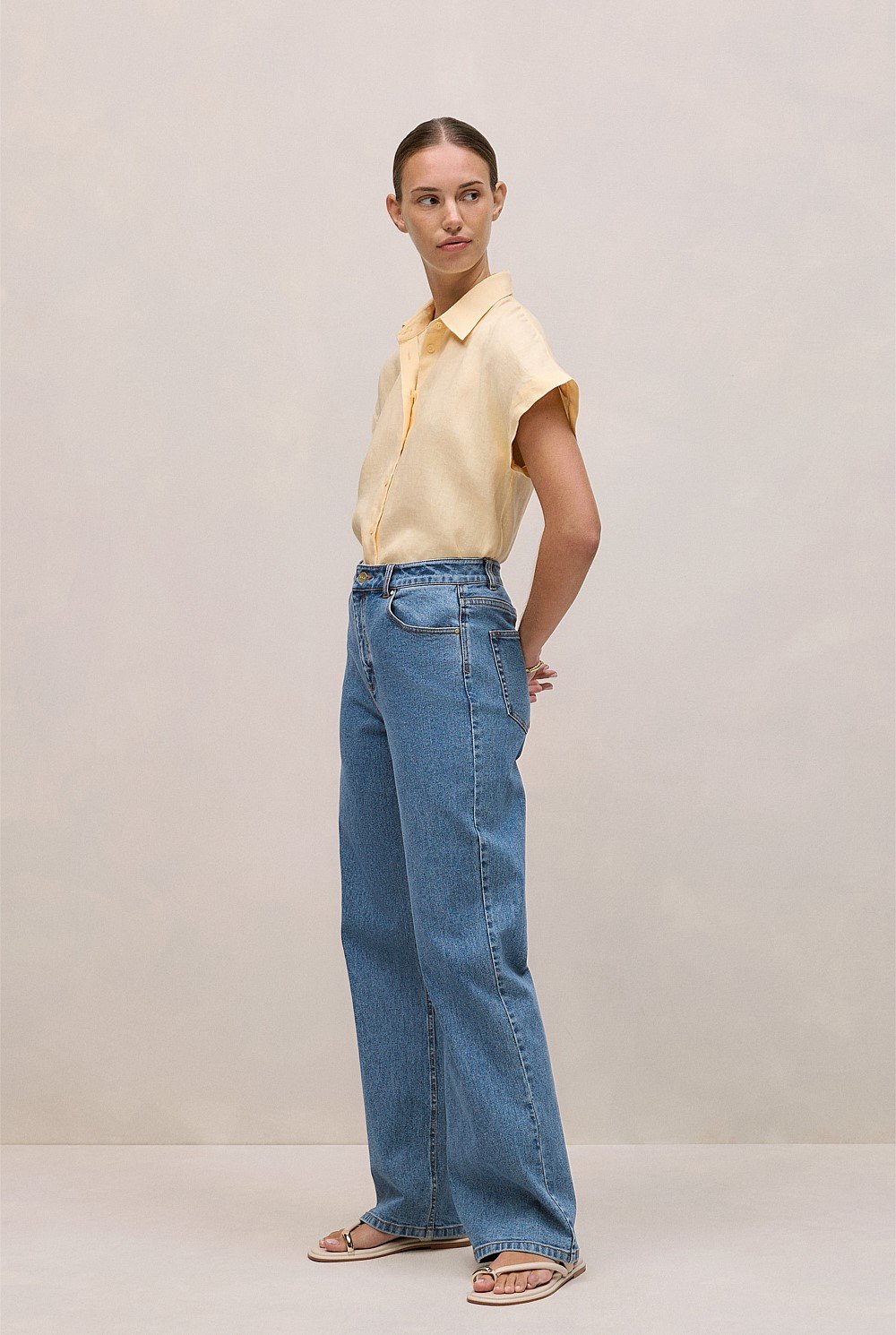 Linen Cap Sleeve Shirt