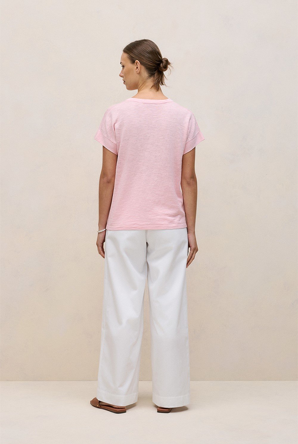 Linen Cotton Relaxed V Neck T-shirt