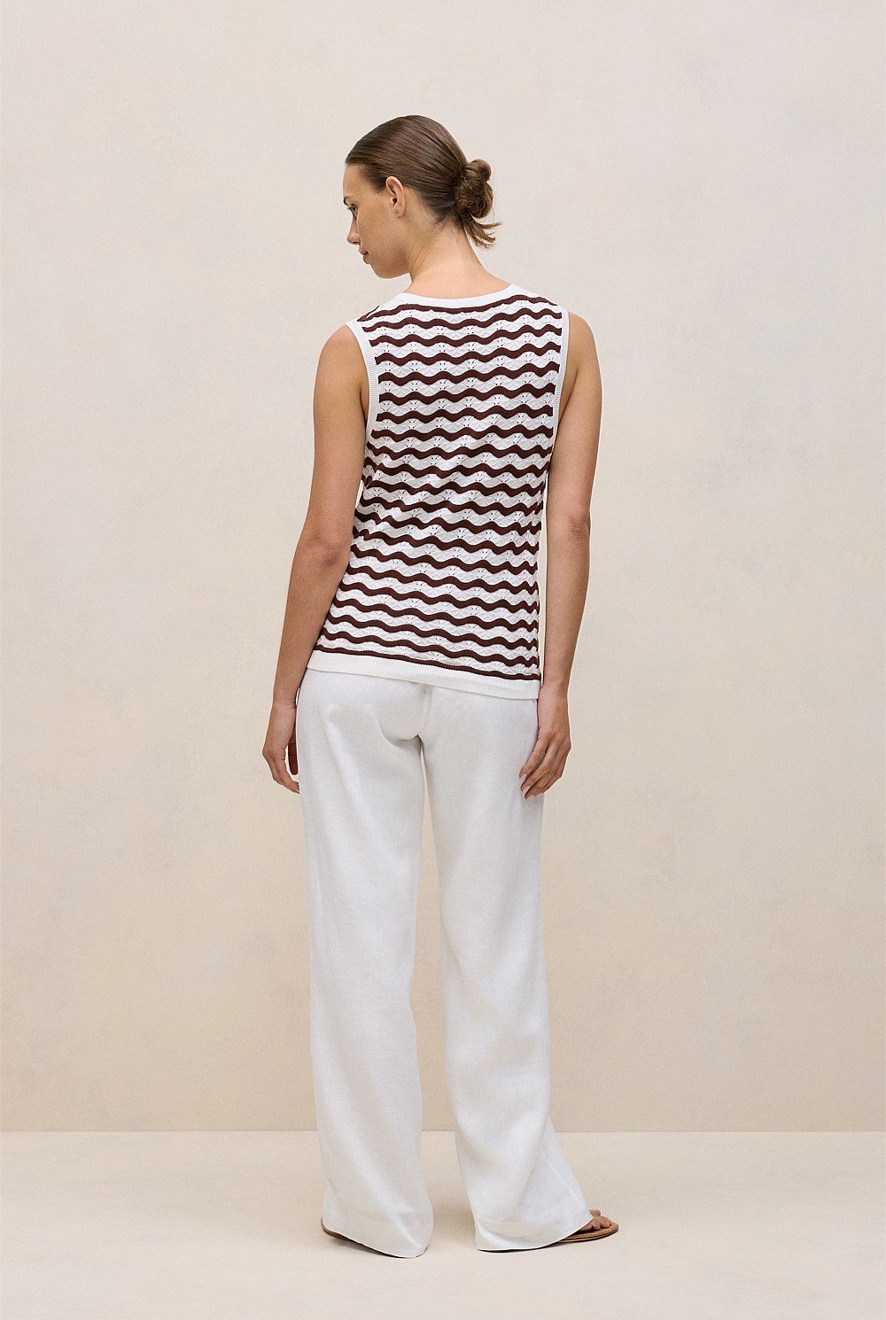 Cotton Pointelle Wave Stripe Tank
