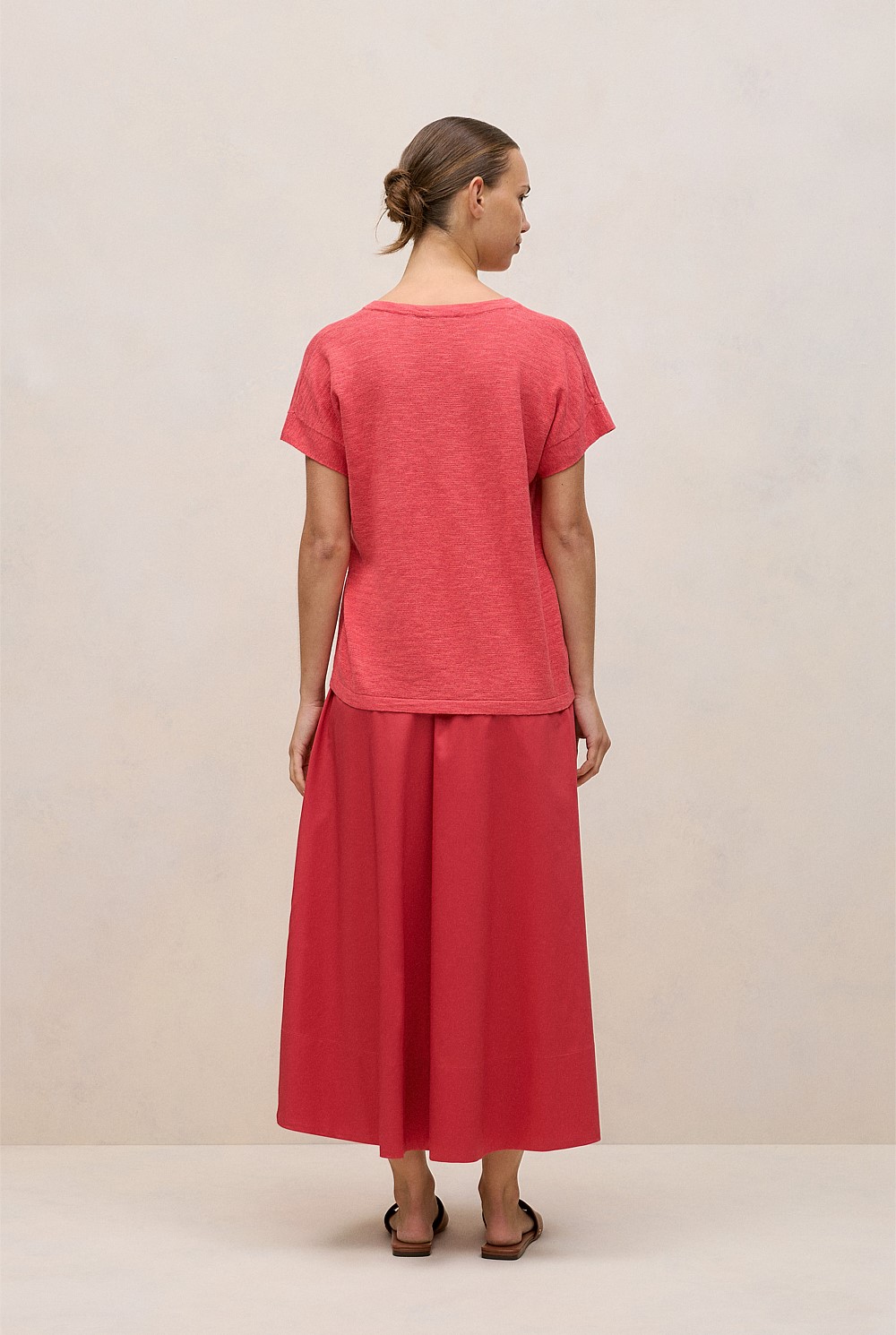 Linen Cotton Relaxed V Neck T-shirt