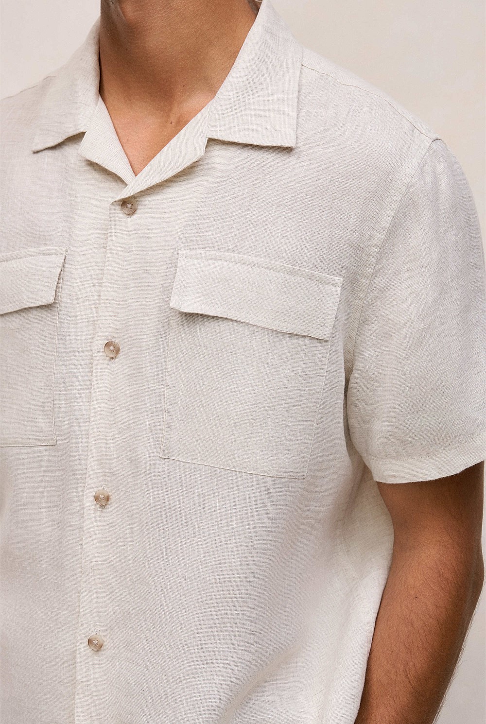 Linen Pocket Detail Short Sleeve Shirt