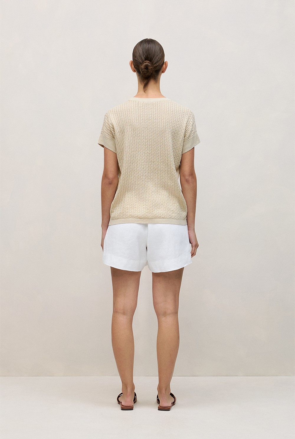 Linen Cotton Cable Knit T-shirt