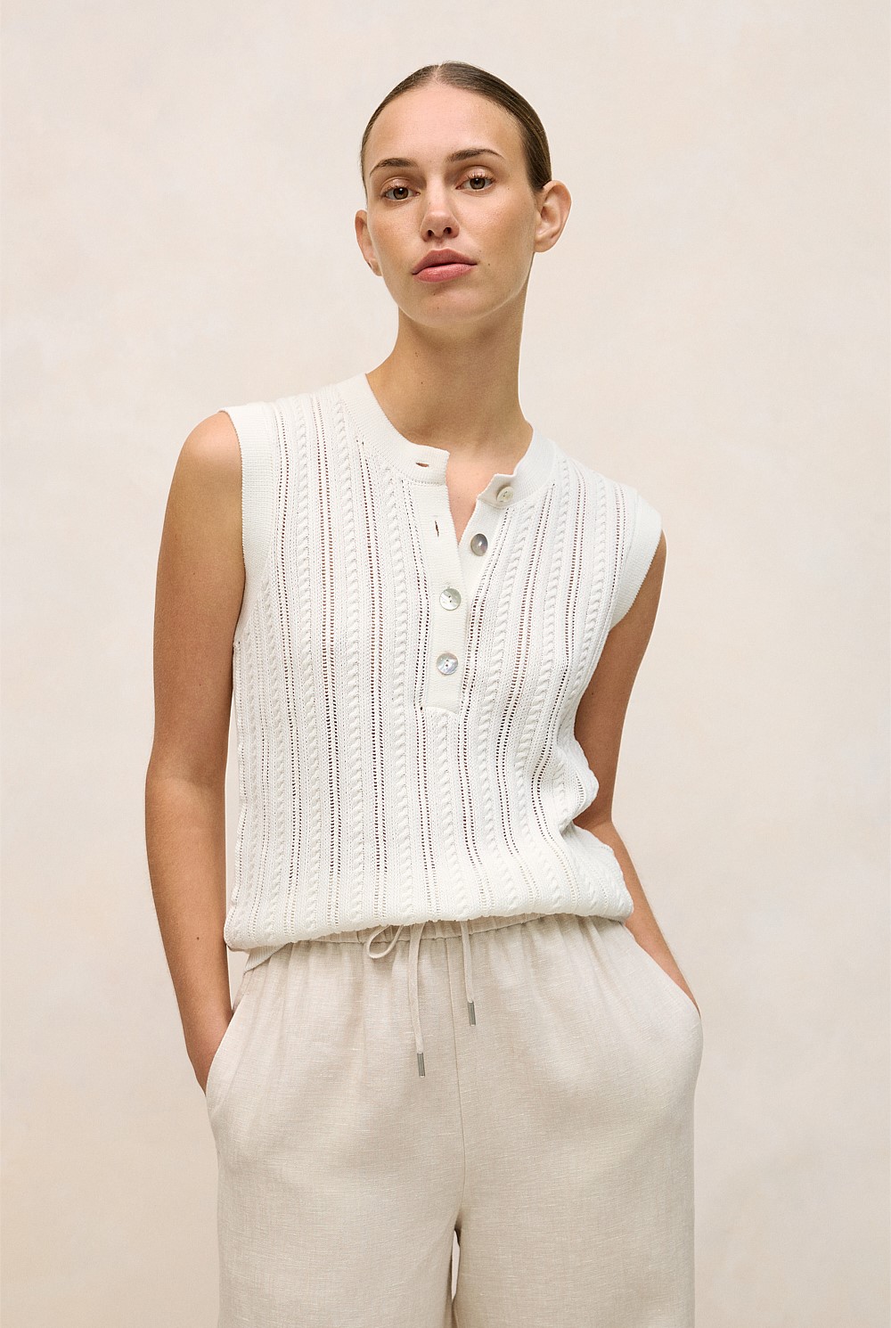 Mercerised Cotton Texture Knit Top