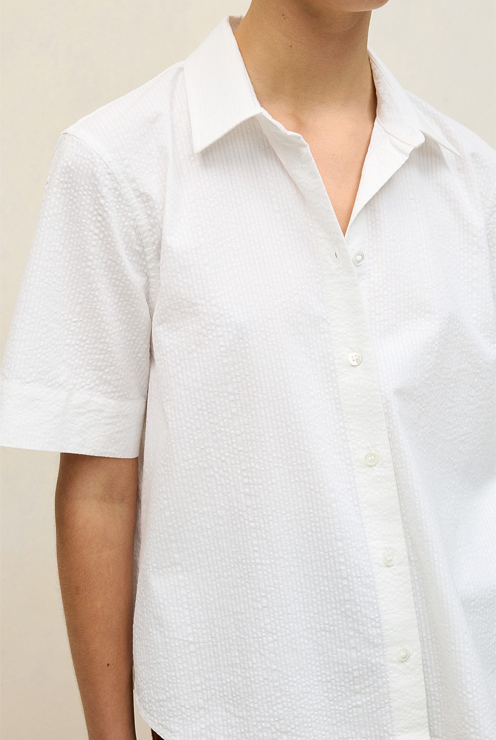 Cotton Seersucker Short Sleeve Shirt