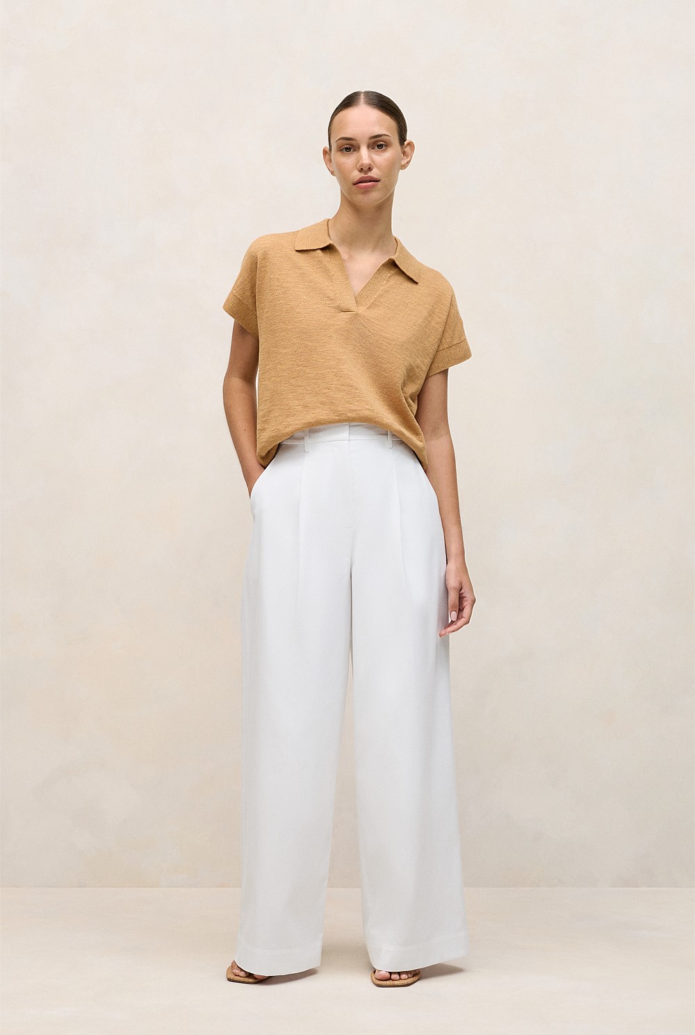 Linen Cotton Relaxed Knit Polo