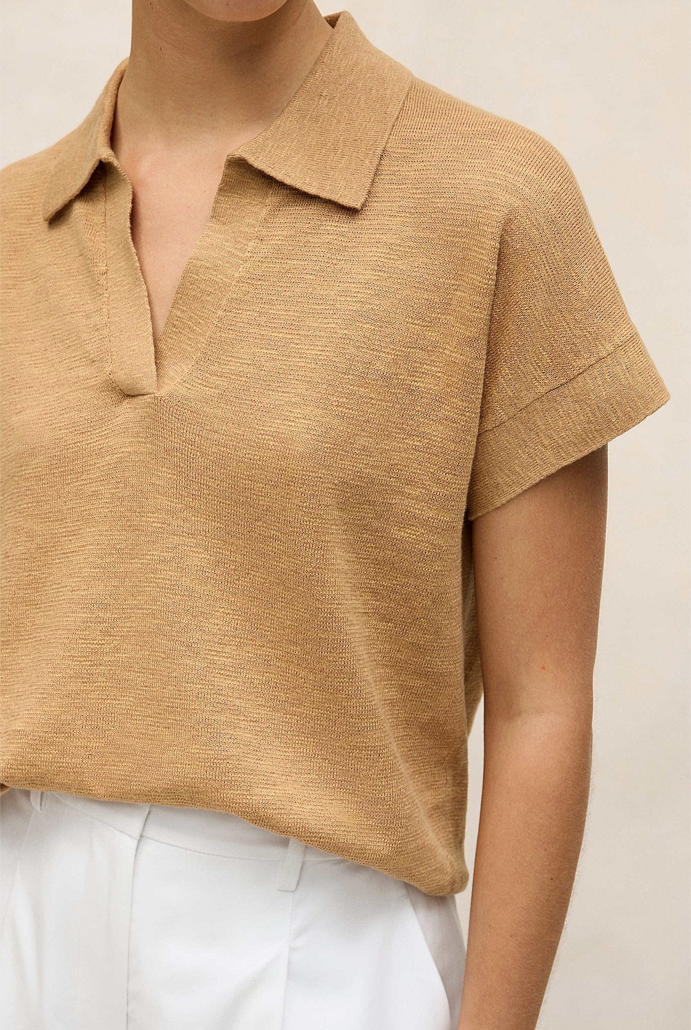 Linen Cotton Relaxed Knit Polo