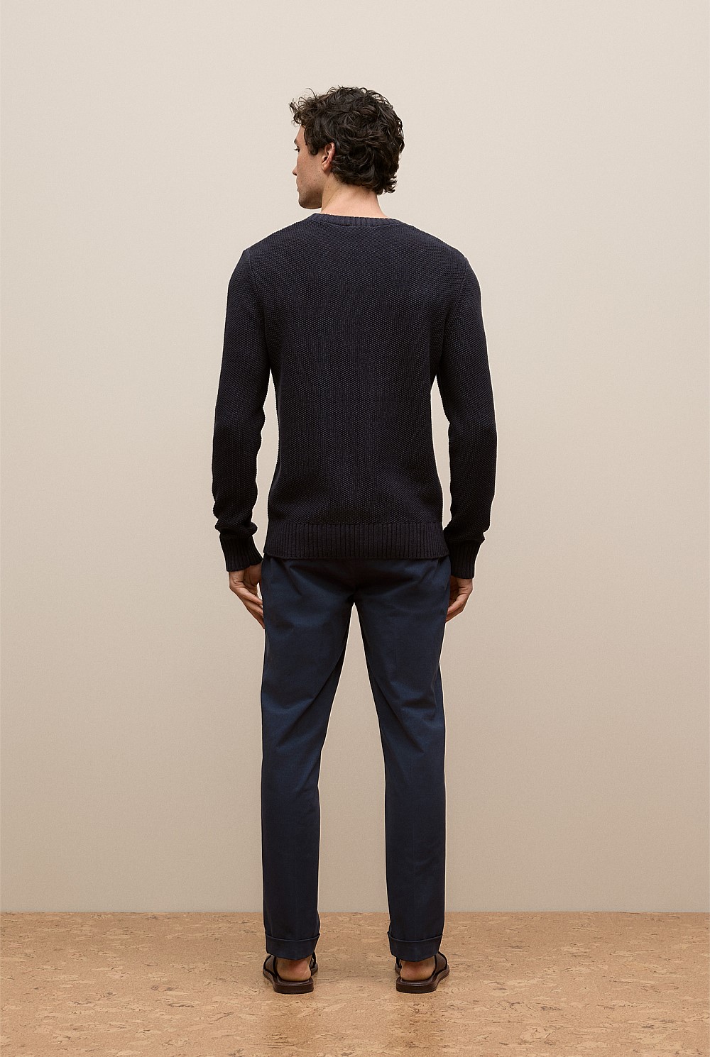 Linen Cotton Texture Knit Crew
