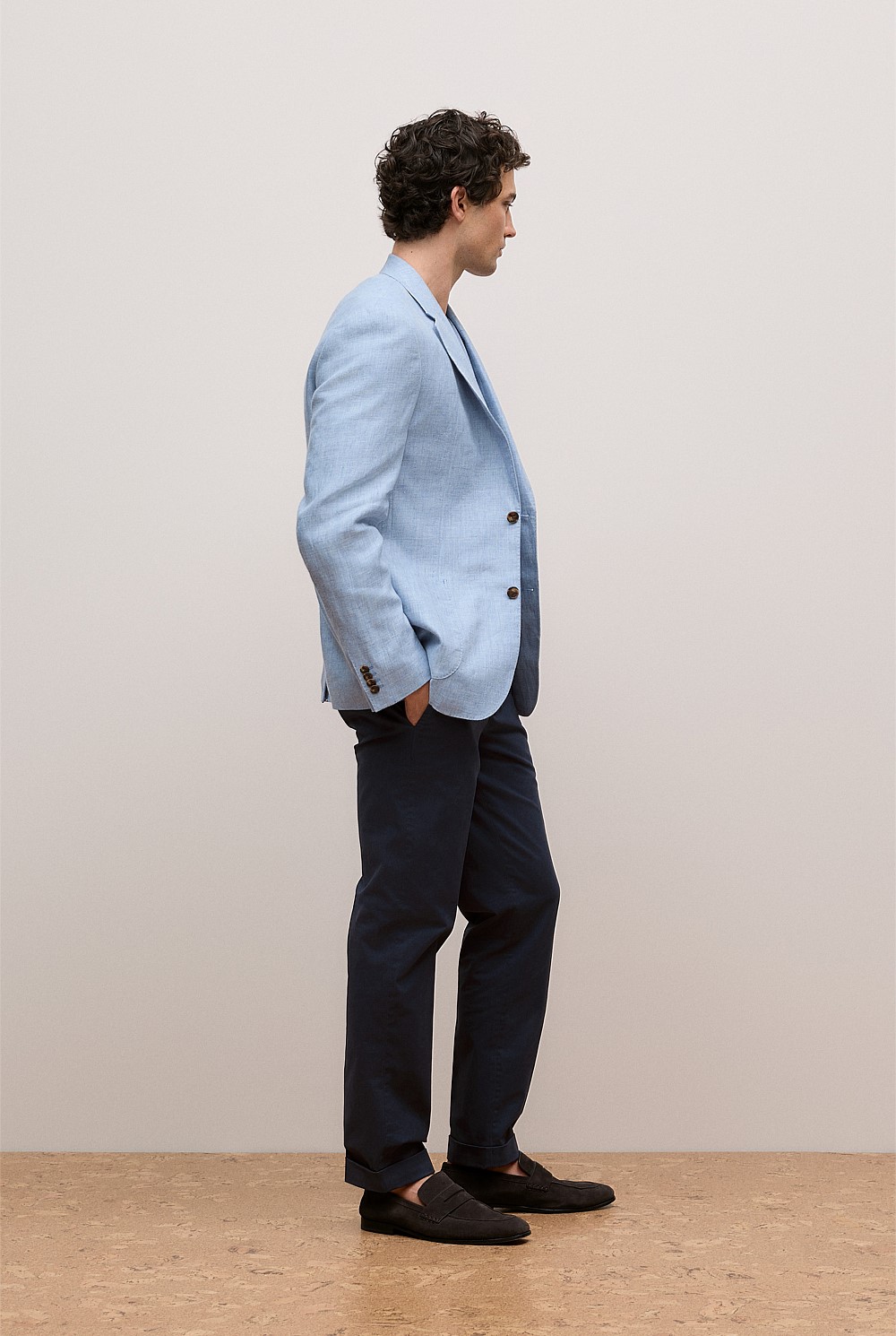 Regular Fit Yarn Dyed Linen Blazer