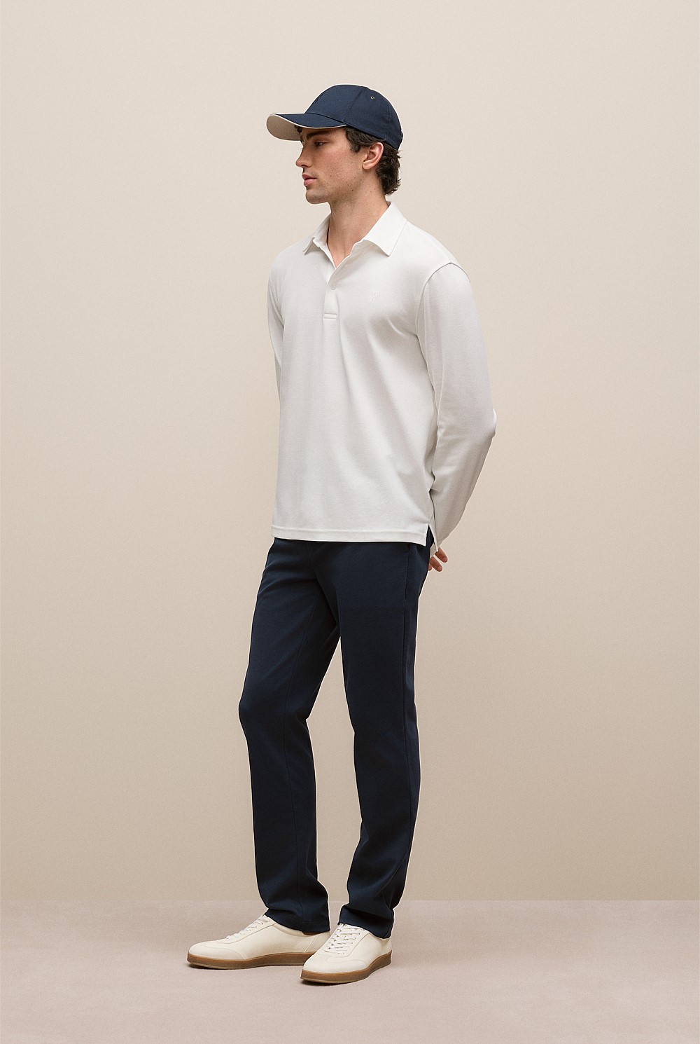 Micro Pique Monogram Long Sleeve Polo