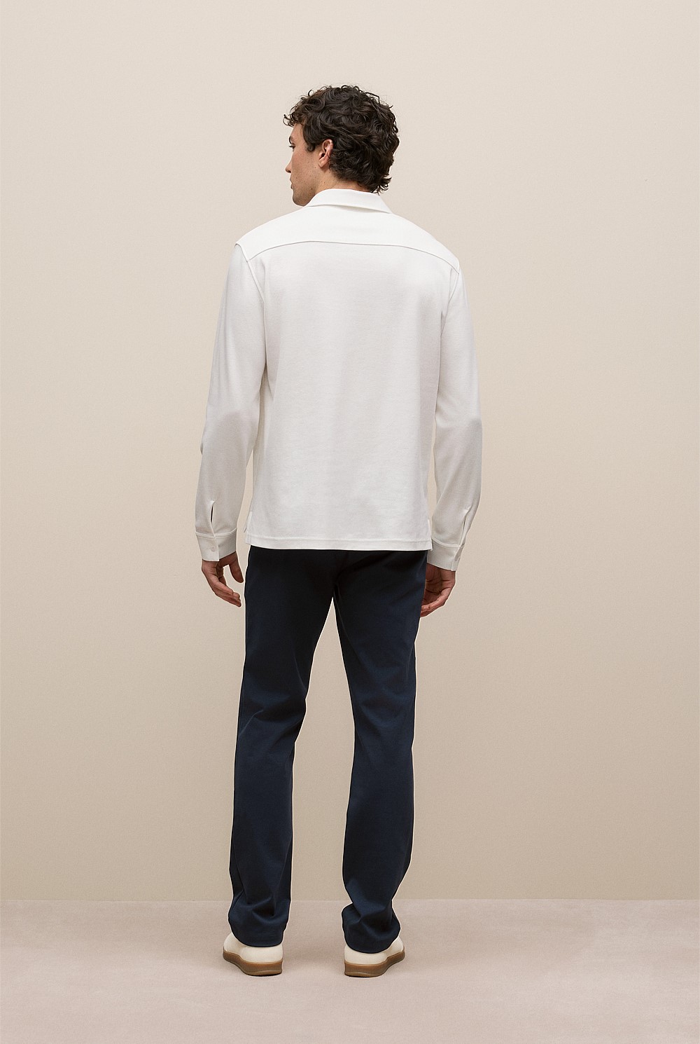 Micro Pique Monogram Long Sleeve Polo