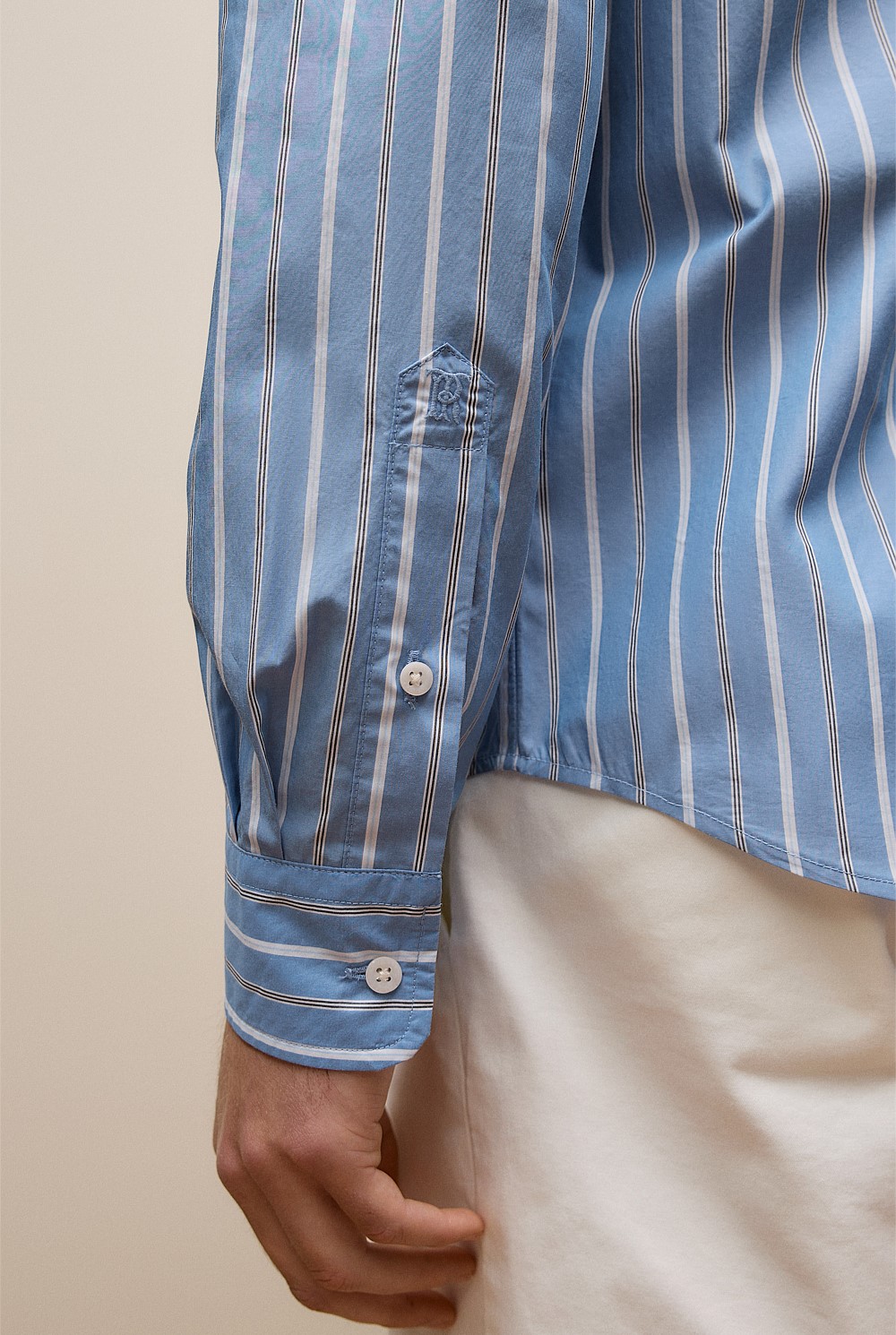 Regular Fit Poplin Stripe Long Sleeve Shirt