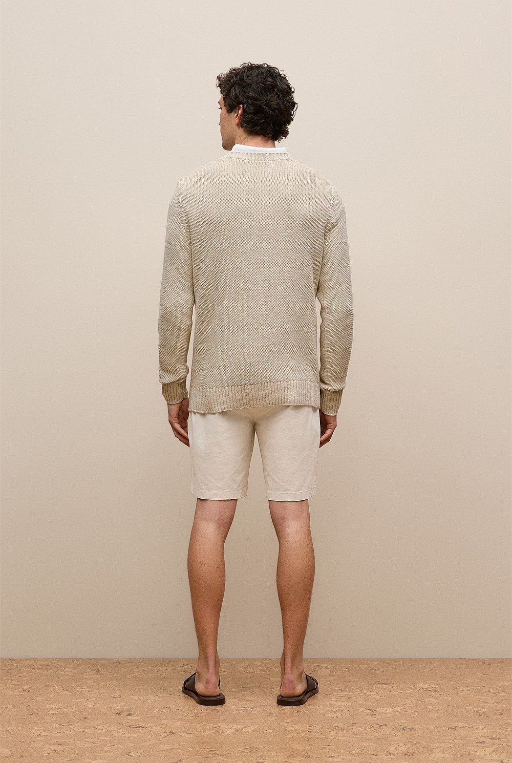 Linen Cotton Texture Knit Crew