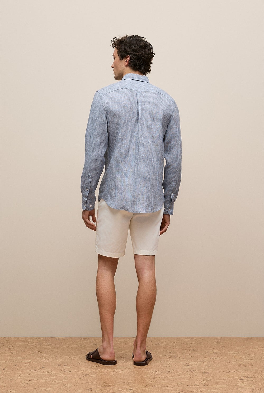 Regular Fit Yarn Dyed Linen Grid Shirt