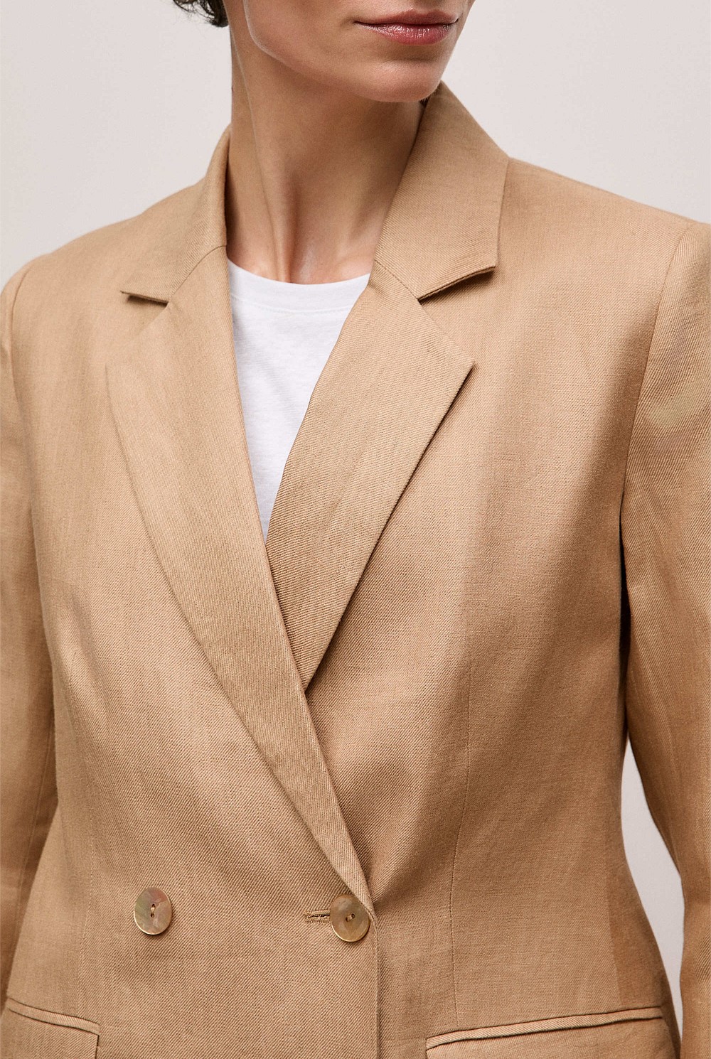 Linen Twill Double Breasted Blazer