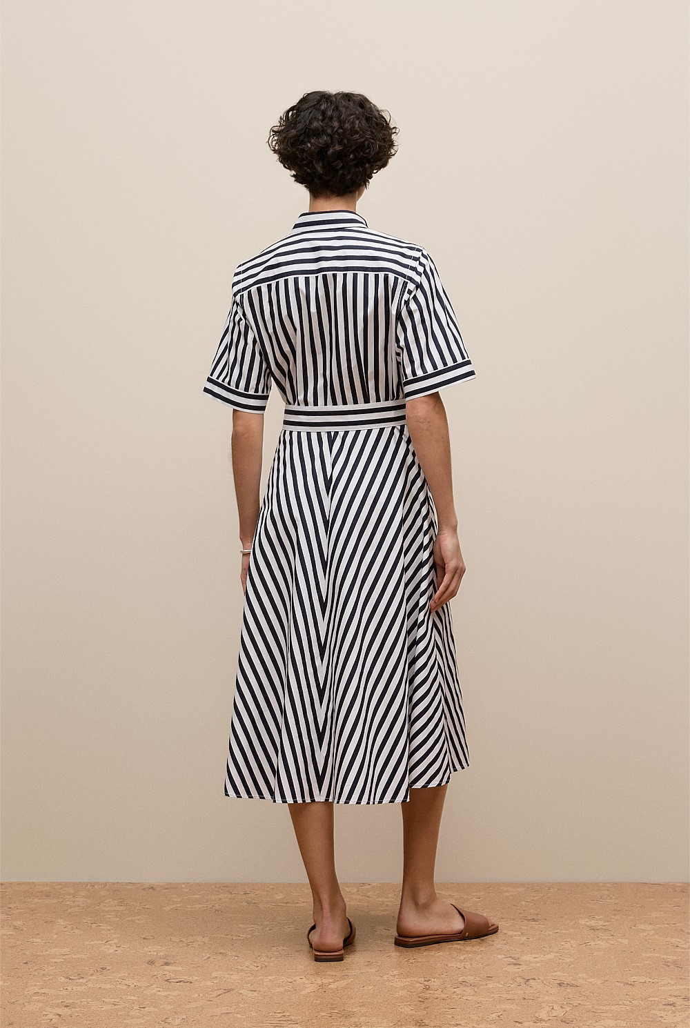 Cotton Poplin Stripe Shirt Dress