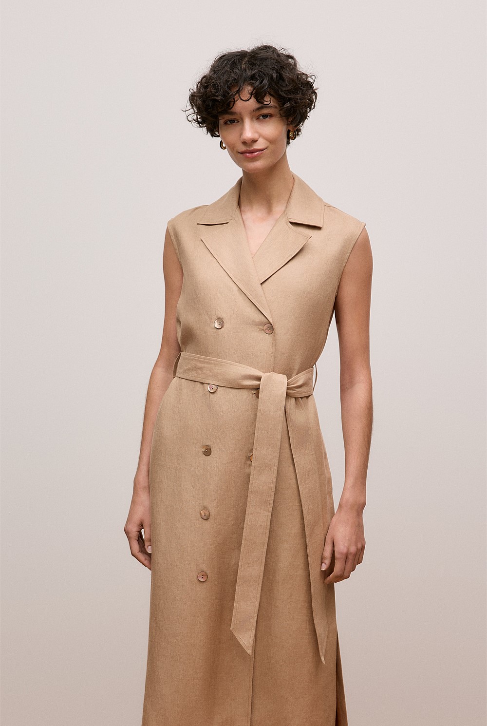 Linen Twill Sleeveless Trench Dress