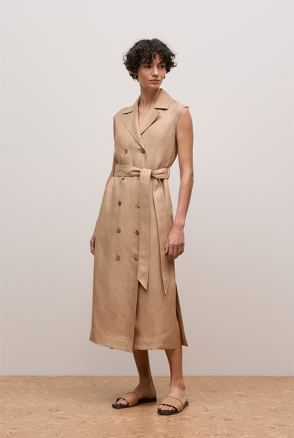 Linen Twill Sleeveless Trench Dress