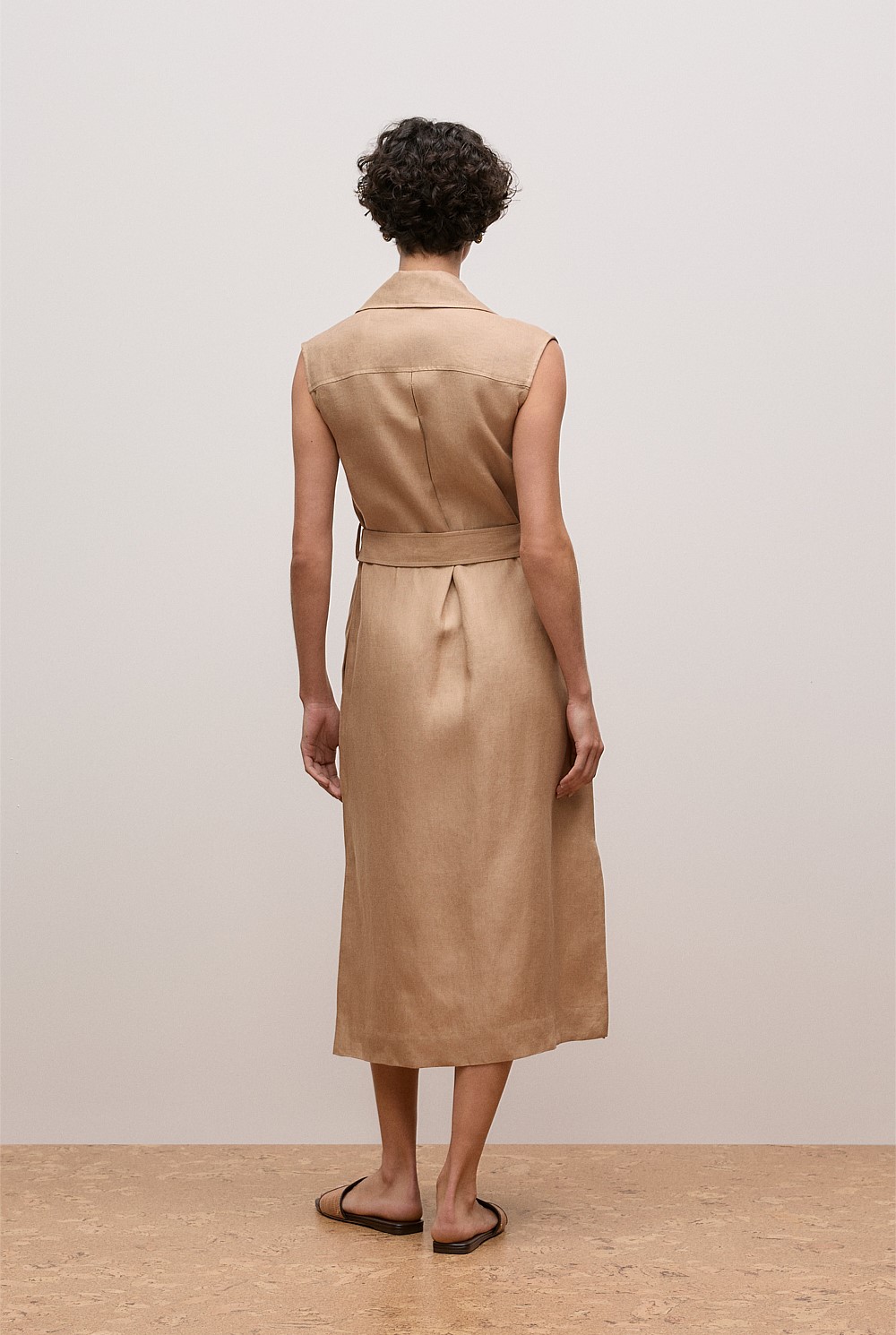 Linen Twill Sleeveless Trench Dress