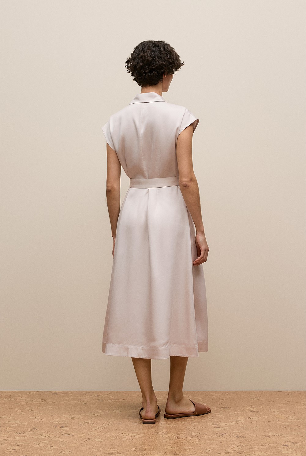 Soft Pleat Belted Dress