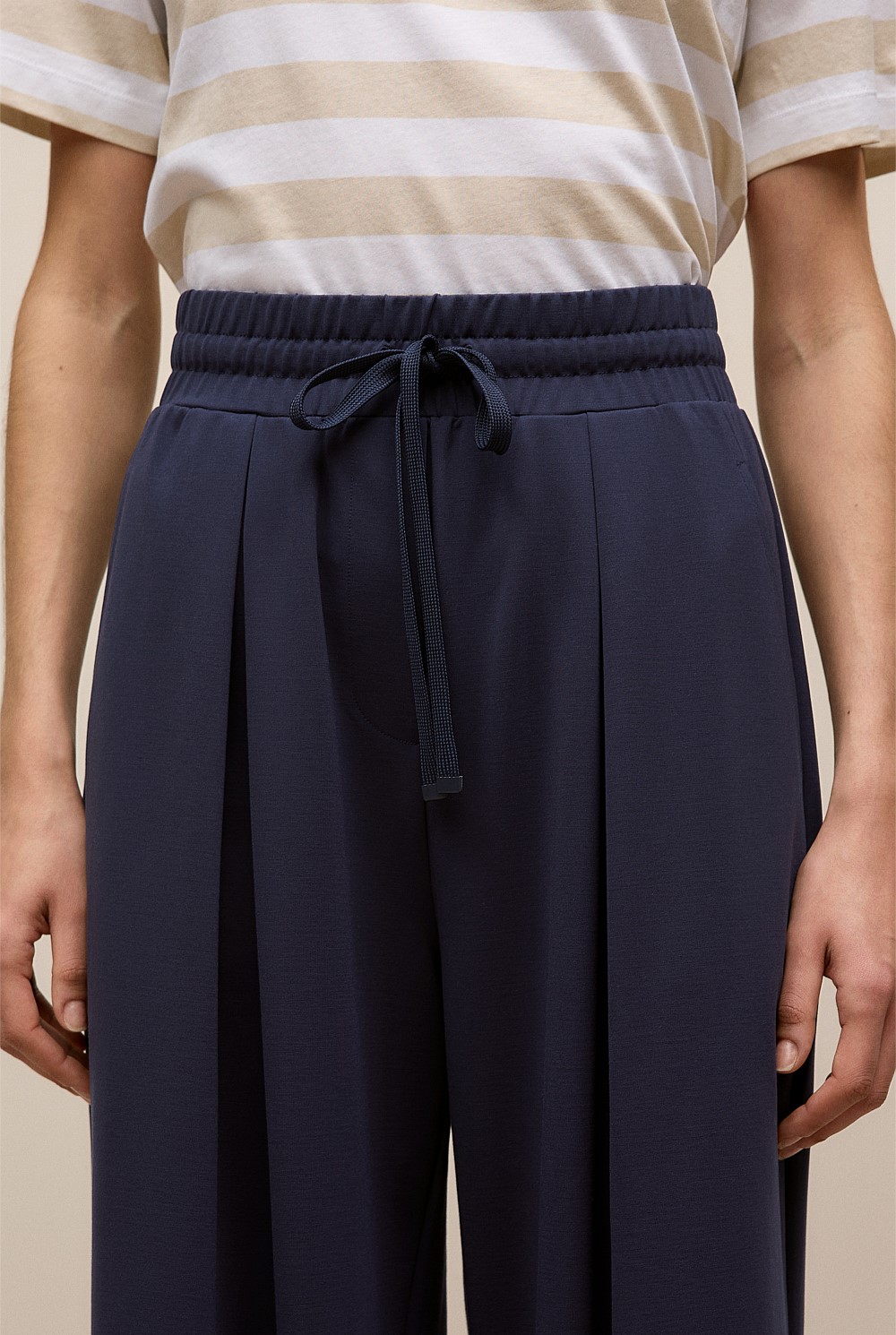 Ponte Drawcord Wide Leg Pant