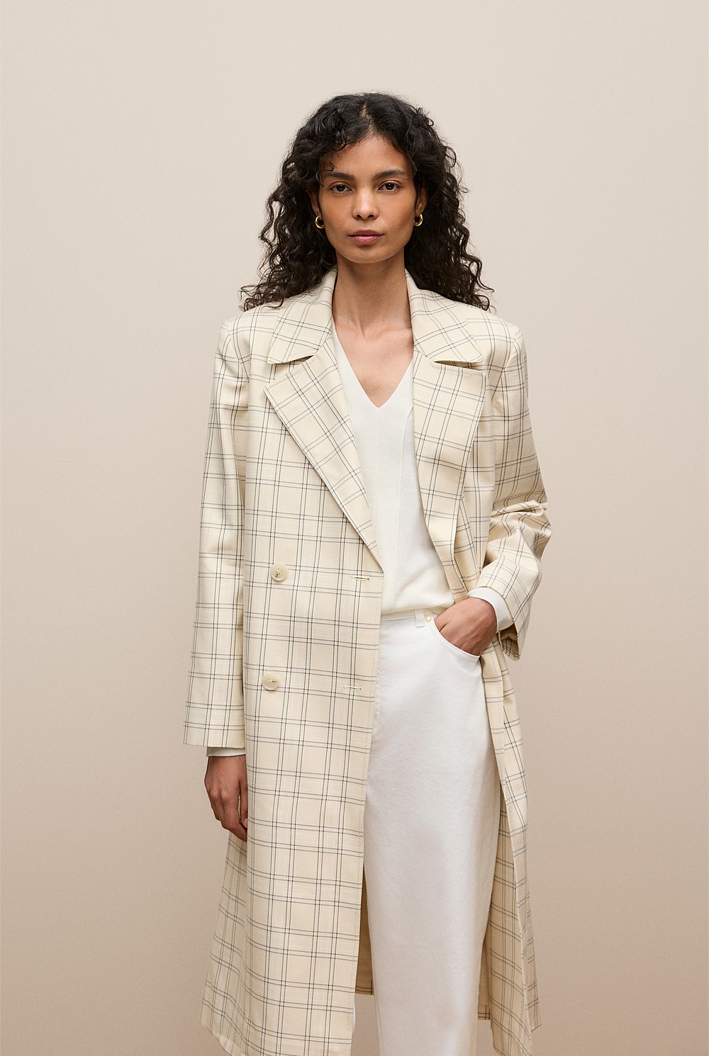 Yarn Dyed Check Trench Coat