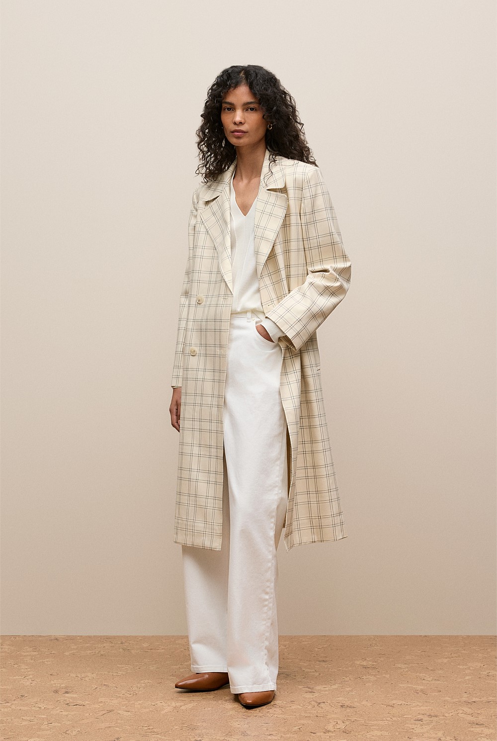 Yarn Dyed Check Trench Coat