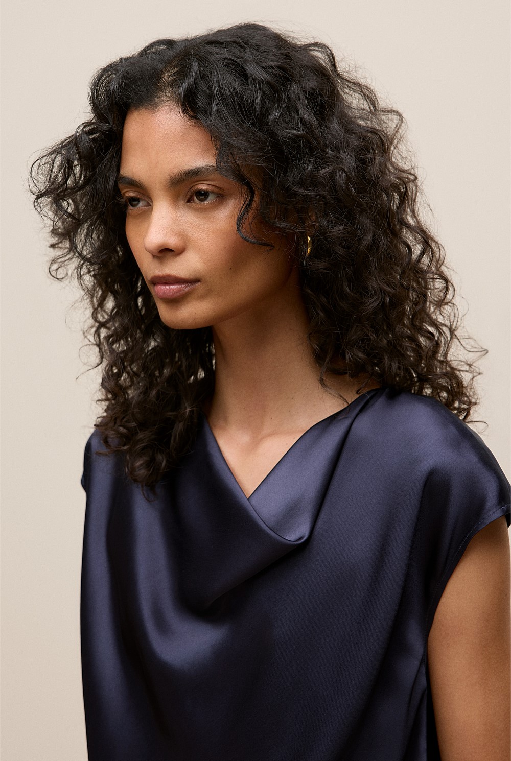 Satin Cowl Neck Blouse