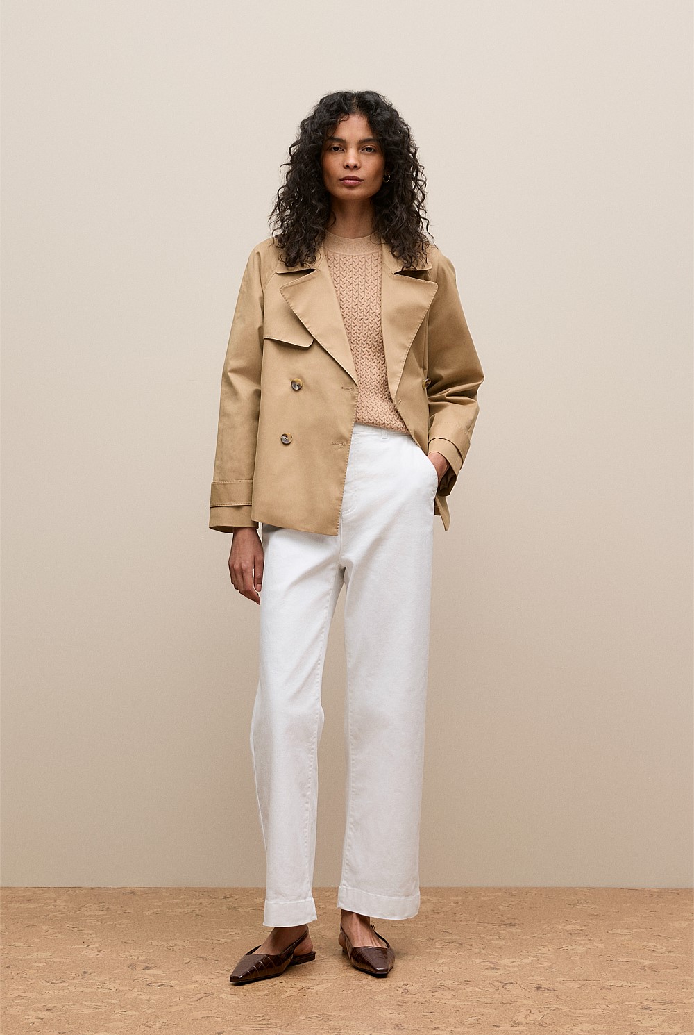 Cotton Cashmere Cable Mock Neck Knit