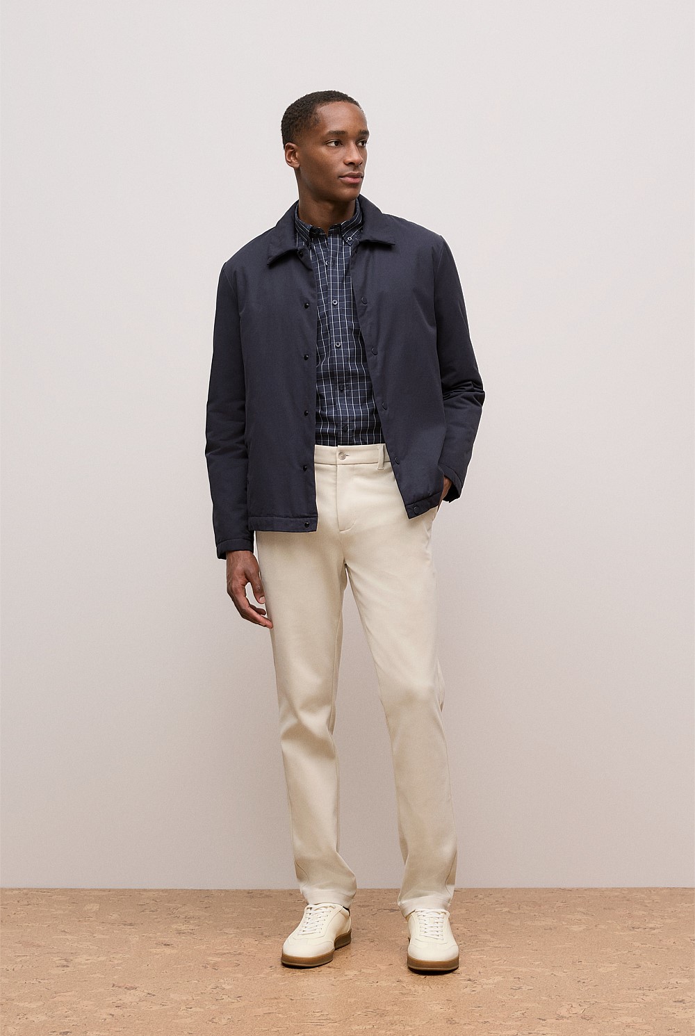 Regular Fit Poplin Grid Long Sleeve Shirt