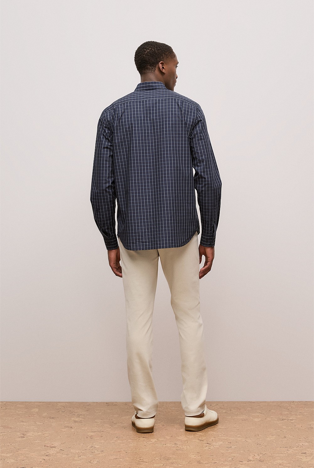 Regular Fit Poplin Grid Long Sleeve Shirt