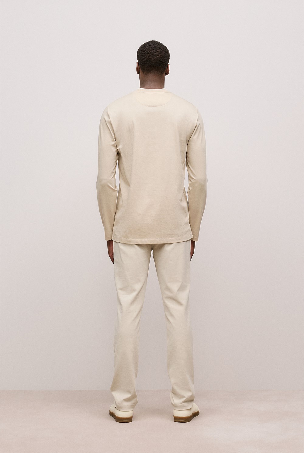 Mercerised Cotton Tipped Long Sleeve T-shirt