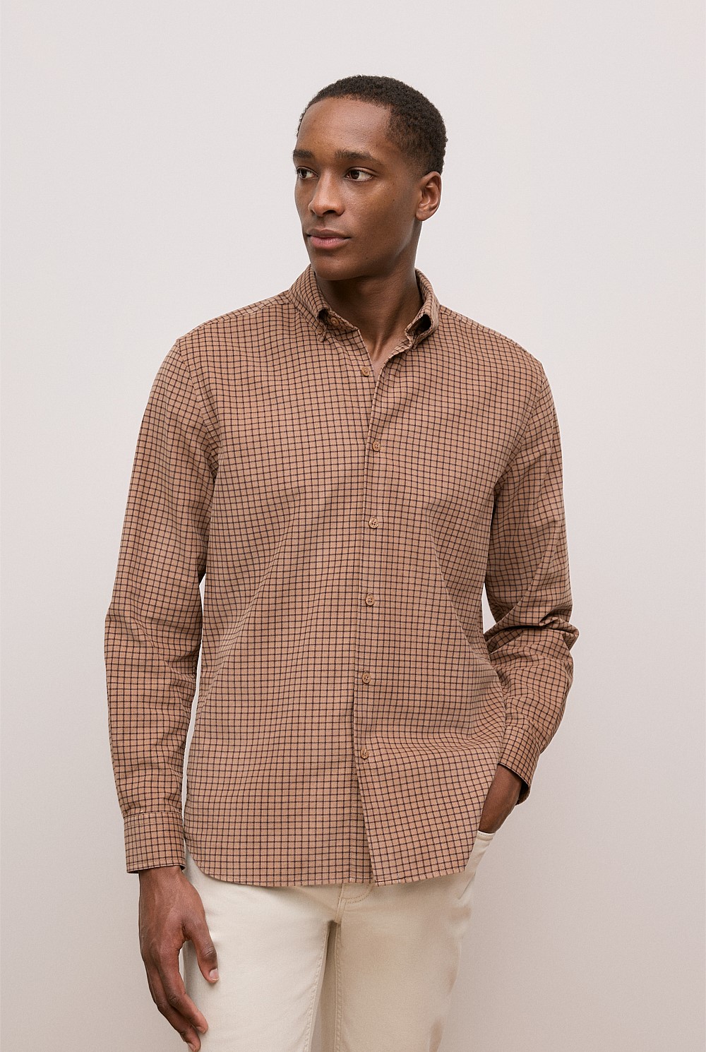 Regular Fit Cord Check Shirt