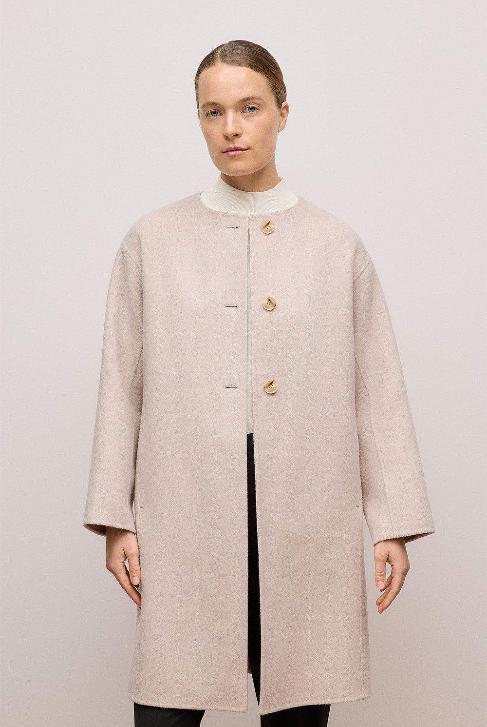 Brushed Wool Silk Scarf Coat