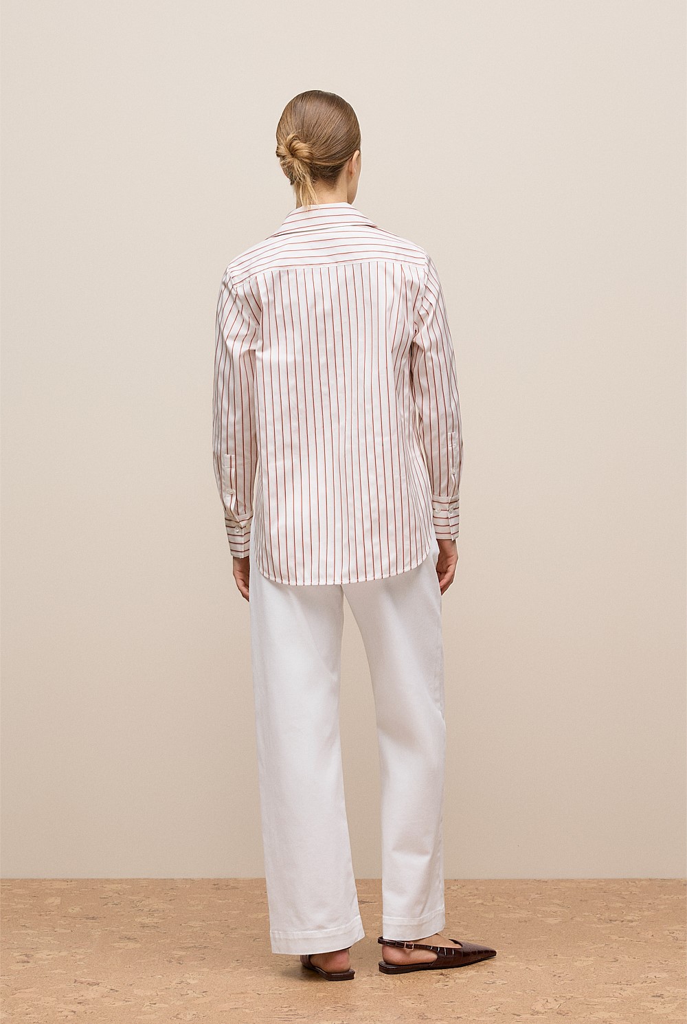 Cotton Poplin Jacquard Stripe Shirt