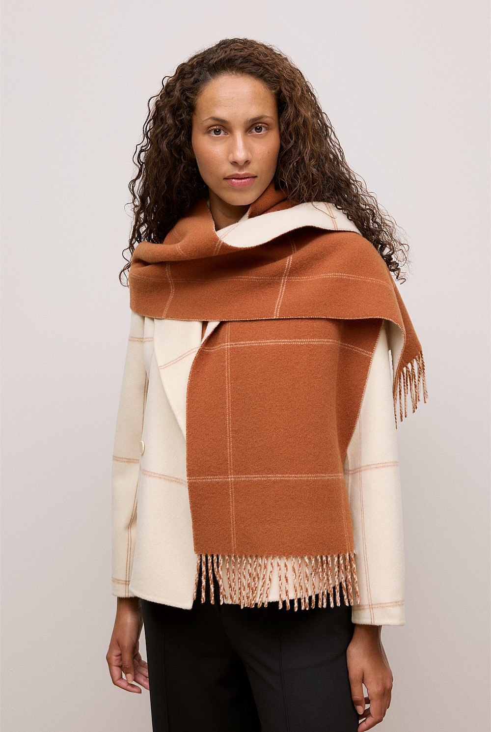 Wool Check Reversible Scarf