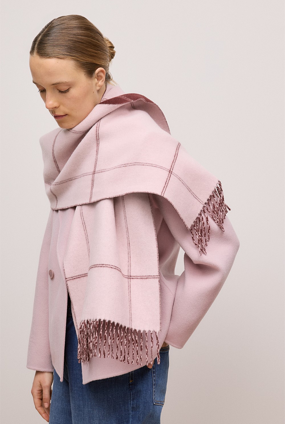 Wool Check Reversible Scarf