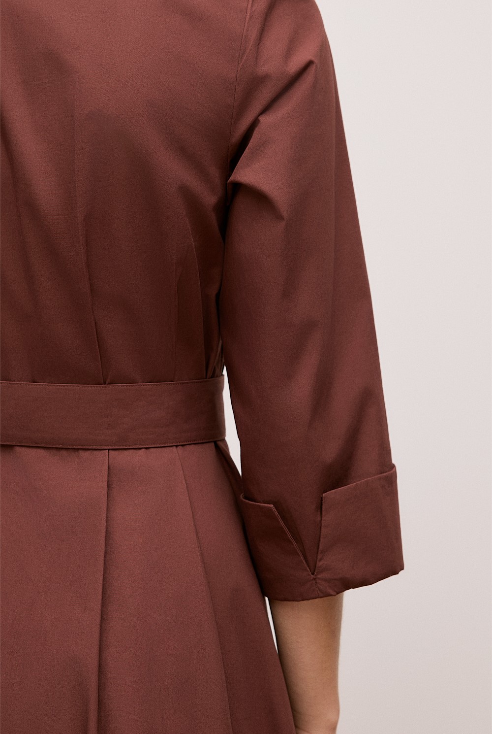 Cotton Poplin Cuff Detail Shirt Dress