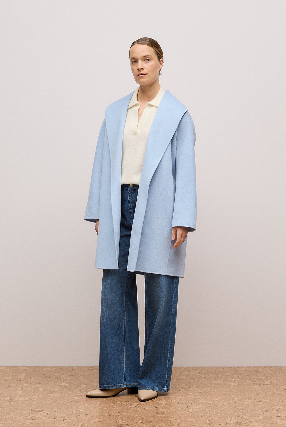 Double Faced Wool Wrap Coat