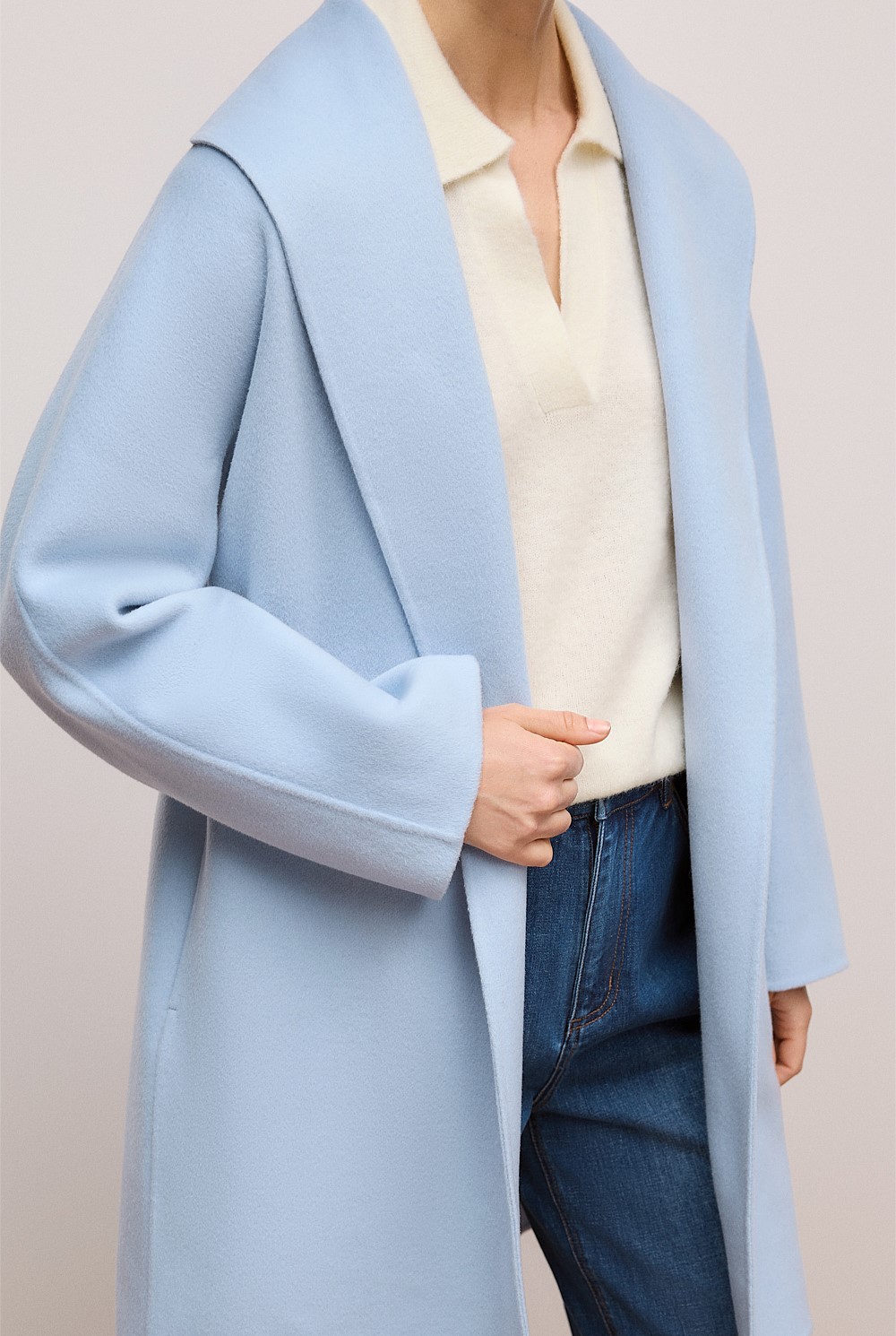 Double Faced Wool Wrap Coat