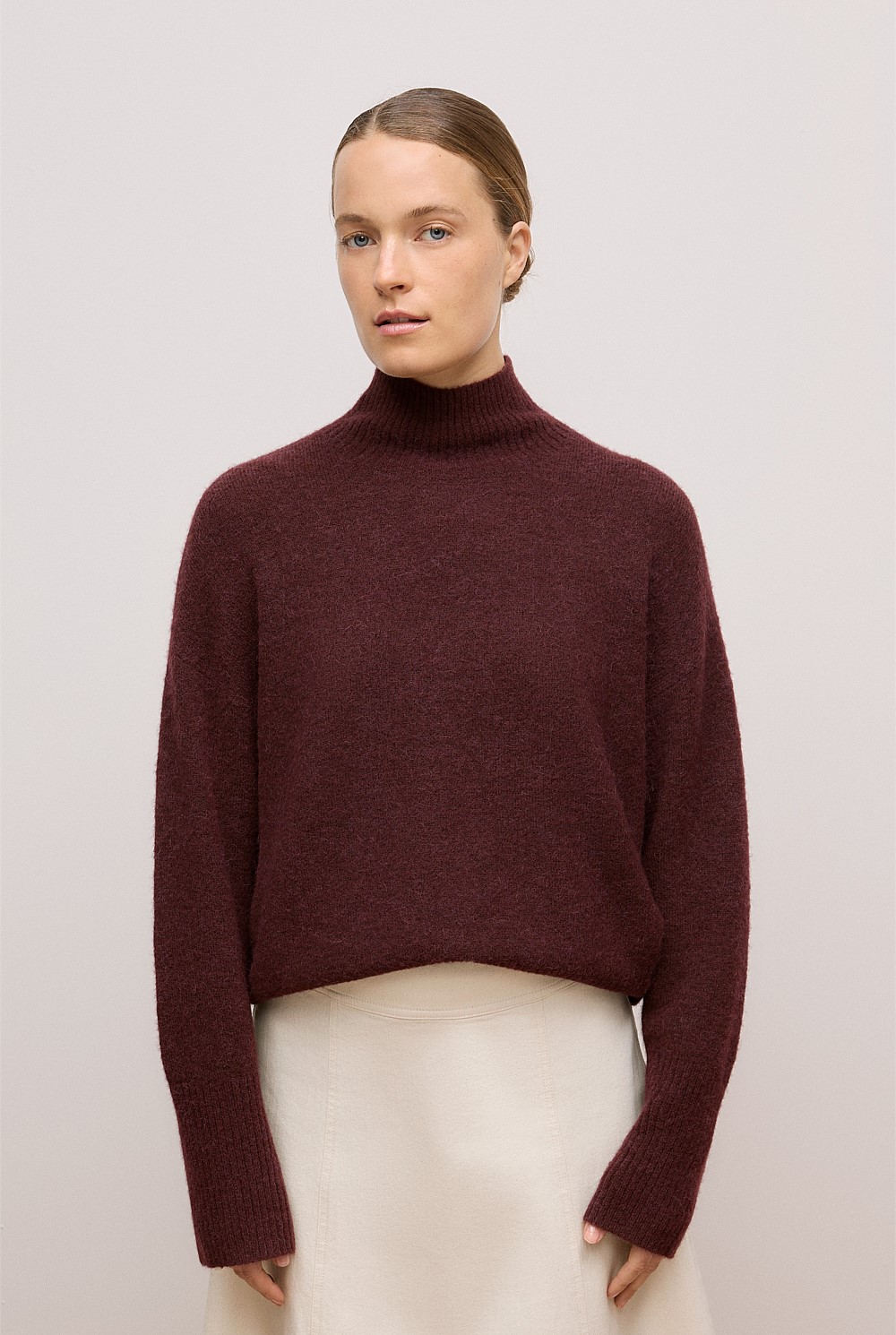 Alpaca Merino Blend Relaxed Mock Neck